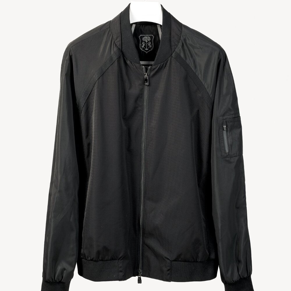 Corneliani Black Combi Zip Sporty Bomber Jacket